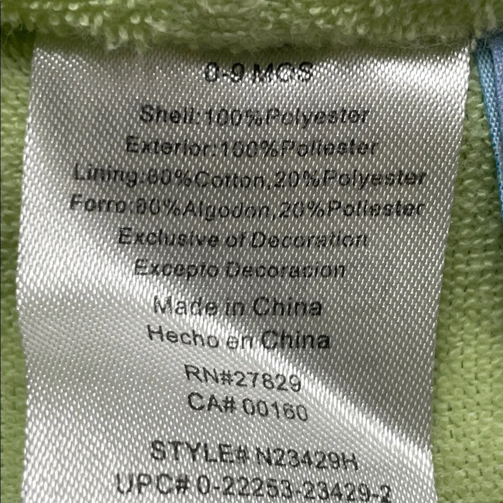Disney Baby Winnie The Pooh Green and White Polka Dot Hooded Soft Bath Robe